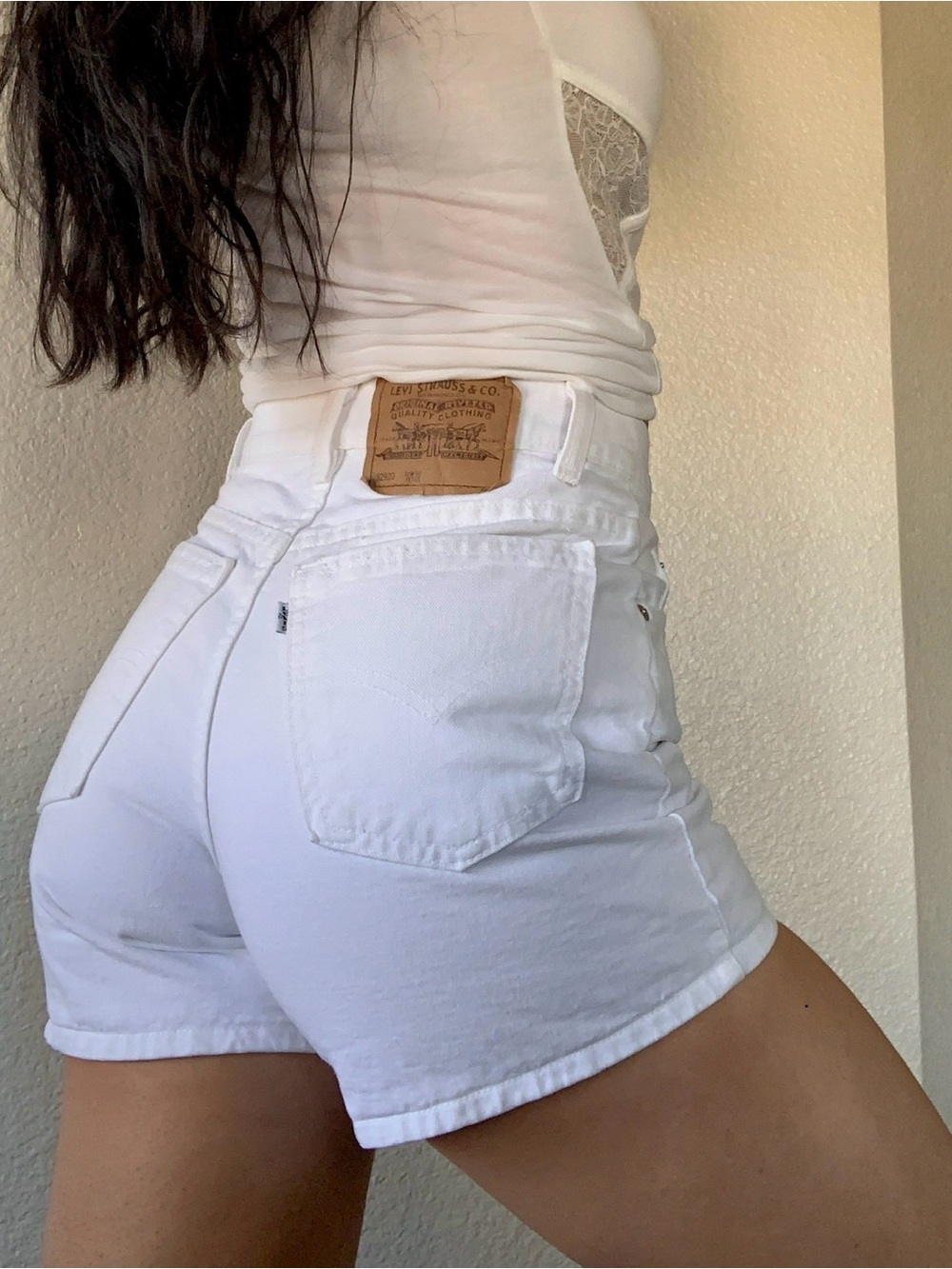 Levi's White High-Rise Waist Denim Shorts